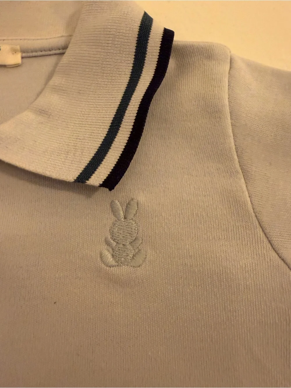 Baby Blue Polo Bodysuit Long Sleeve 100% Cotton Bunny